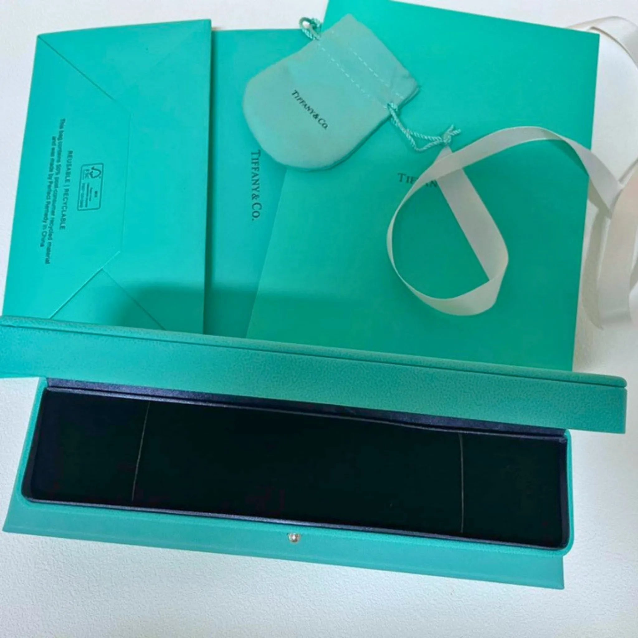 Tiffany & Co. Blue Leather Bracelet Presentation Gift Box – Authentic, Box Only