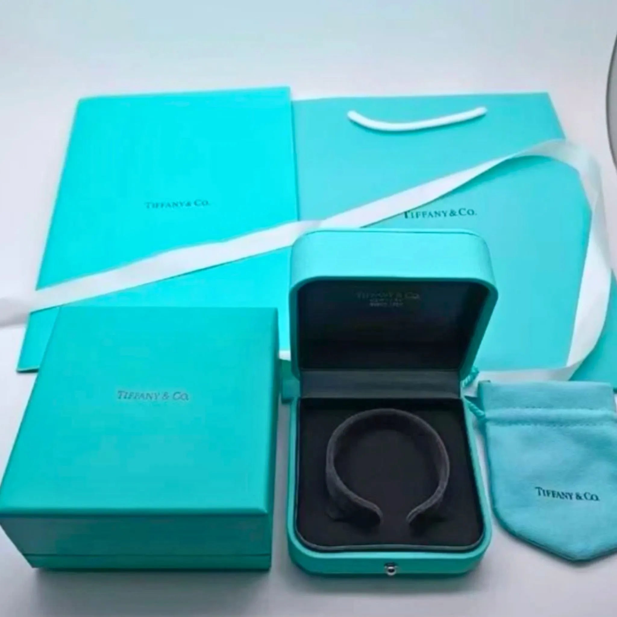 Tiffany & Co. Blue Leather Watch & Bracelet Presentation Box – Authentic, Box Only