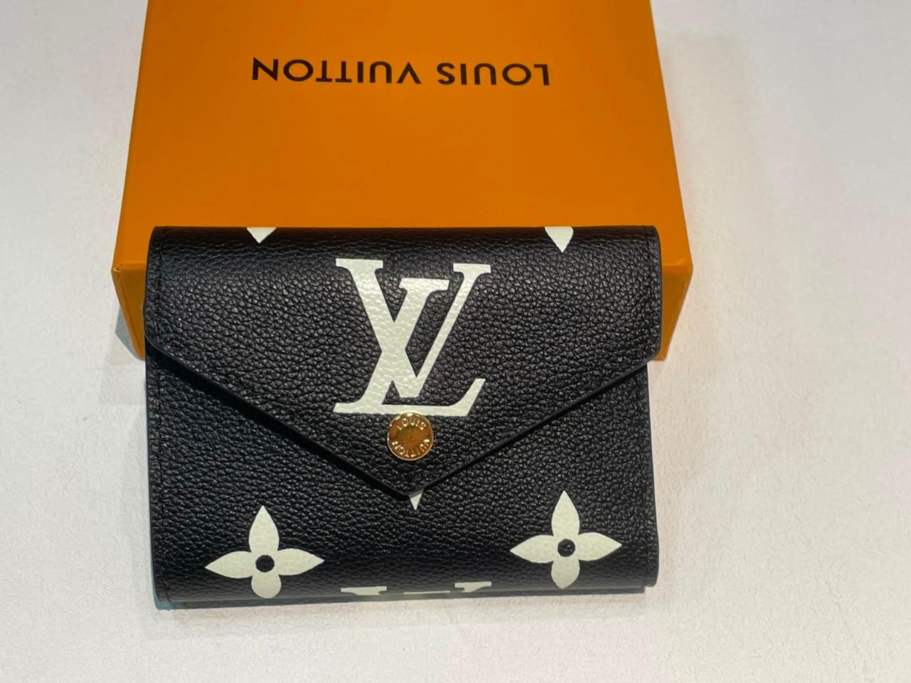 Louis Vuitton Victorine Monogram Empreinte Black Leather Trifold Wallet With Box