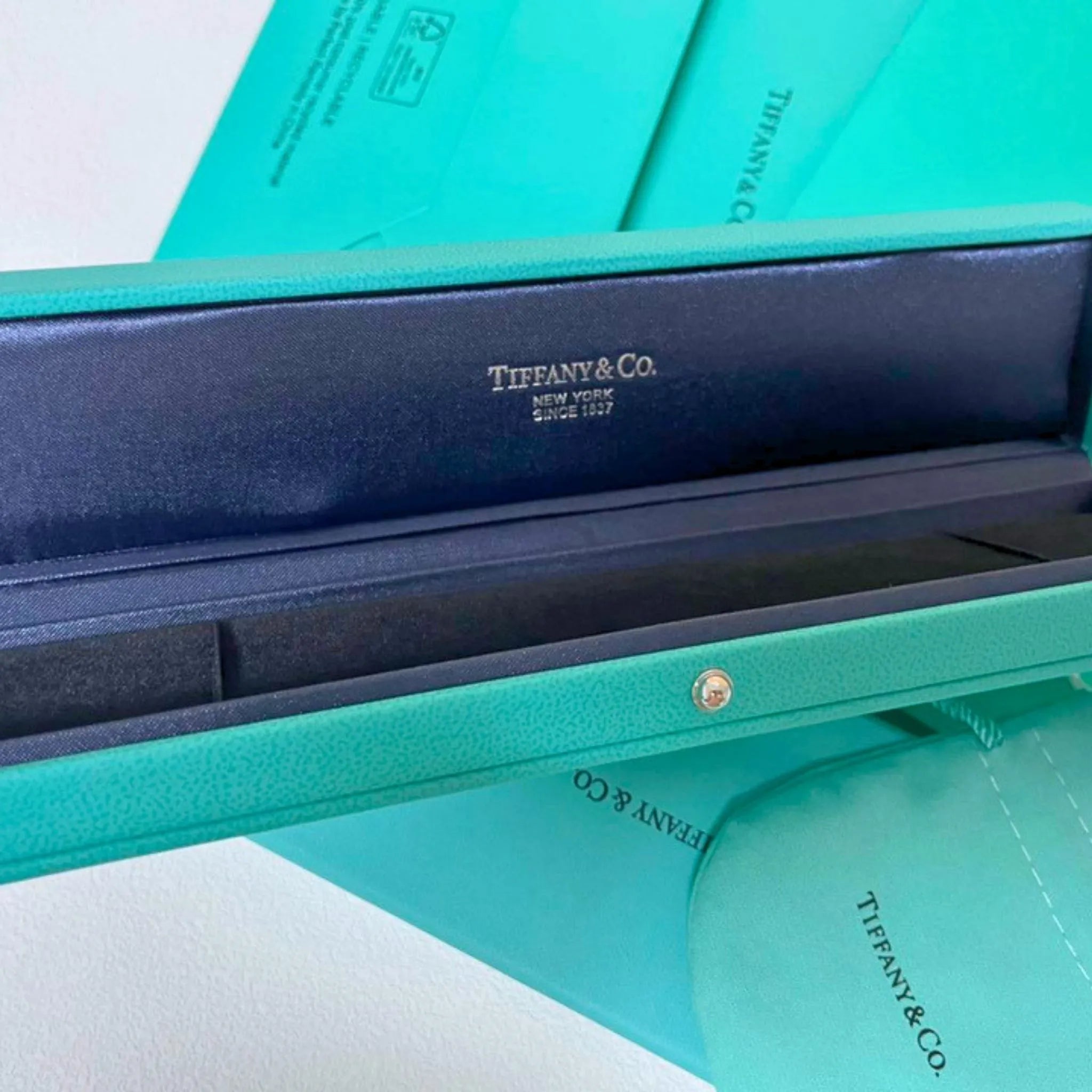 Tiffany & Co. Blue Leather Bracelet Presentation Gift Box – Authentic, Box Only