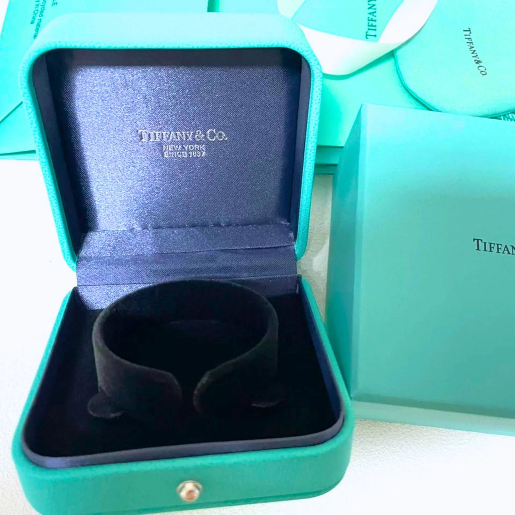 Tiffany & Co. Blue Leather Watch & Bracelet Presentation Box – Authentic, Box Only