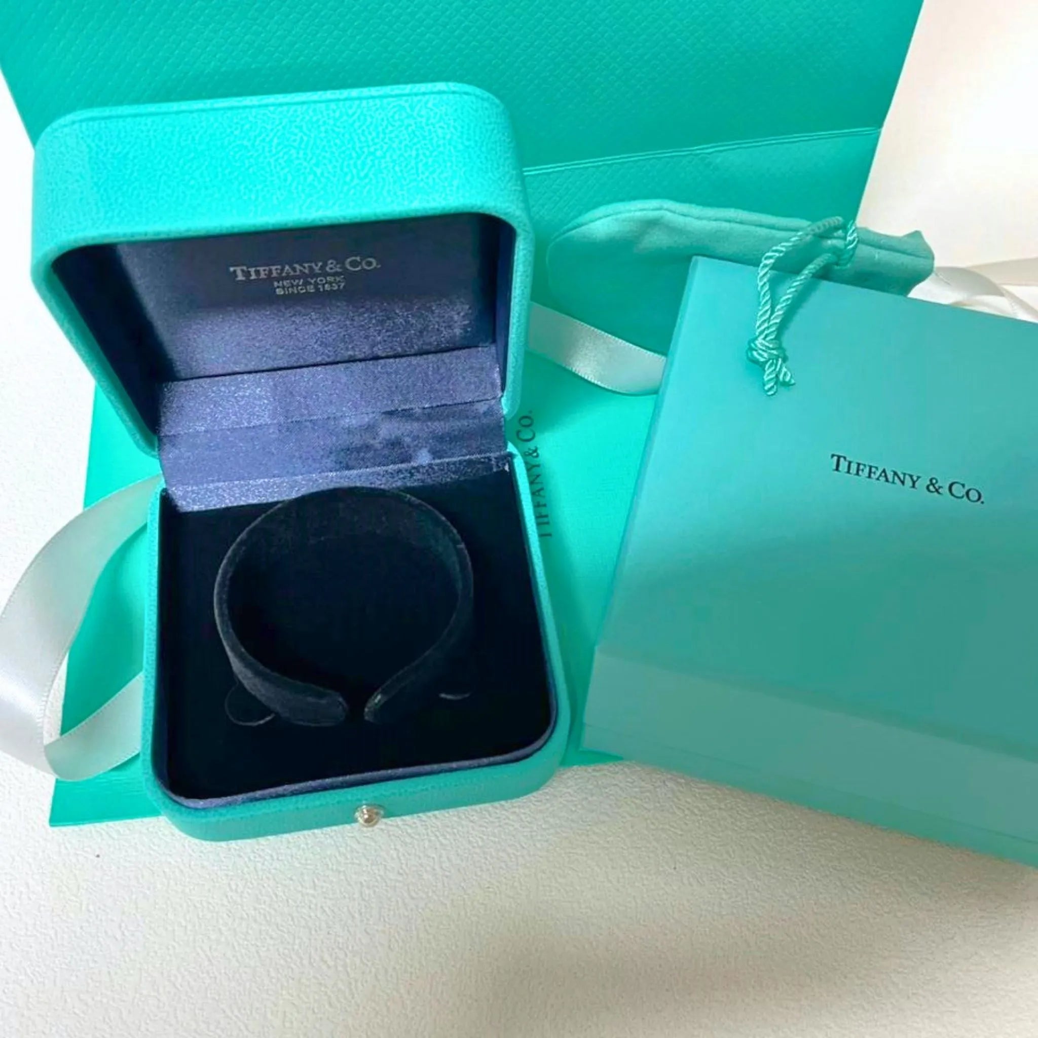 Tiffany & Co. Blue Leather Watch & Bracelet Presentation Box – Authentic, Box Only