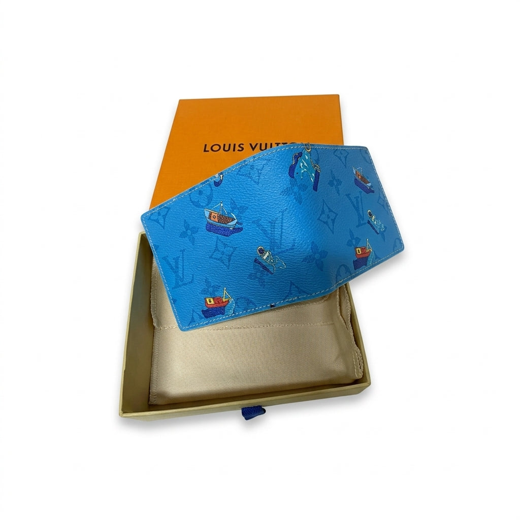 Louis Vuitton Blue Lagoon Slender Wallet Card Holder Monogram Canvas – Authentic Pre-Owned