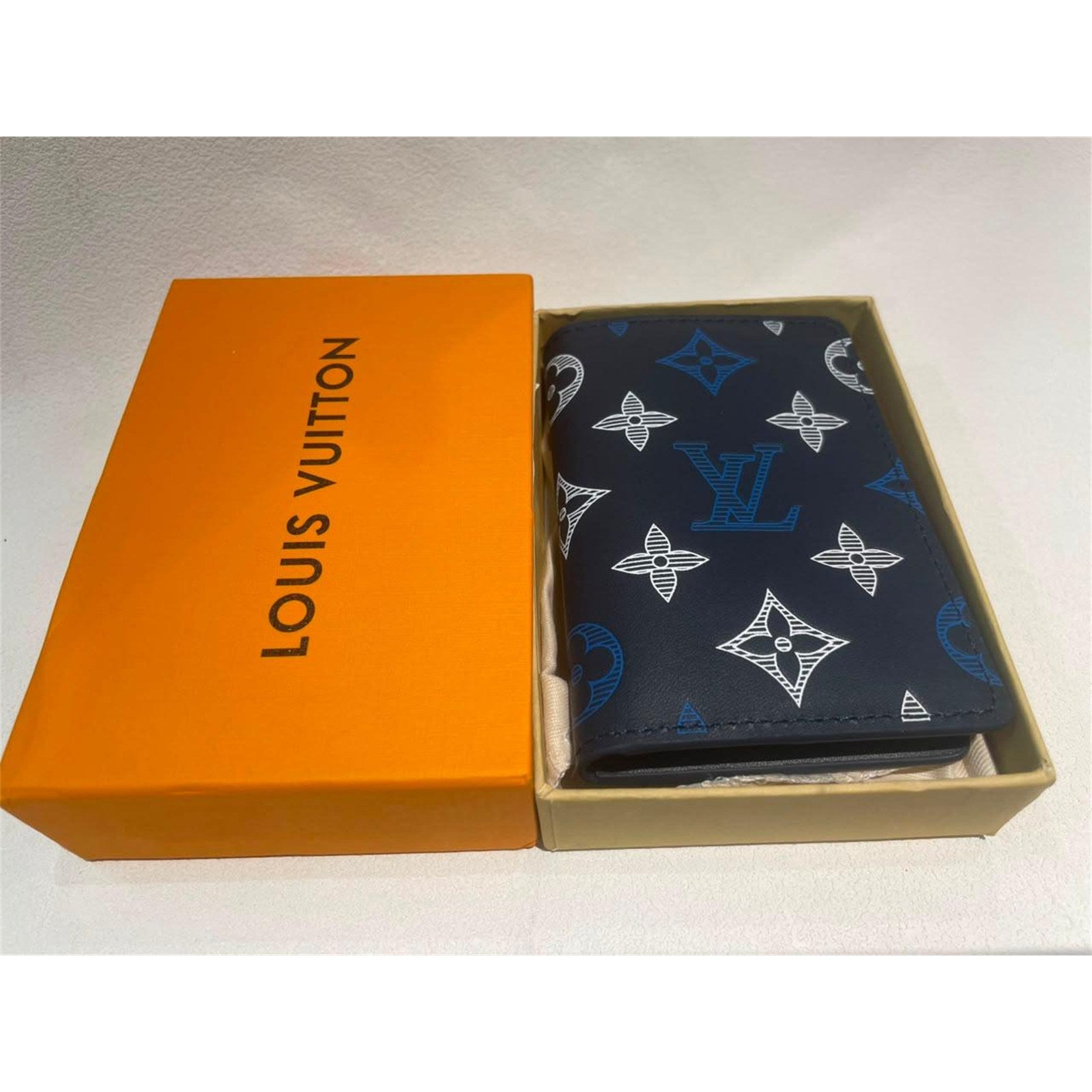 Louis Vuitton Monogram Credit Card Wallet Navy Blue – Authentic Pre-Owned