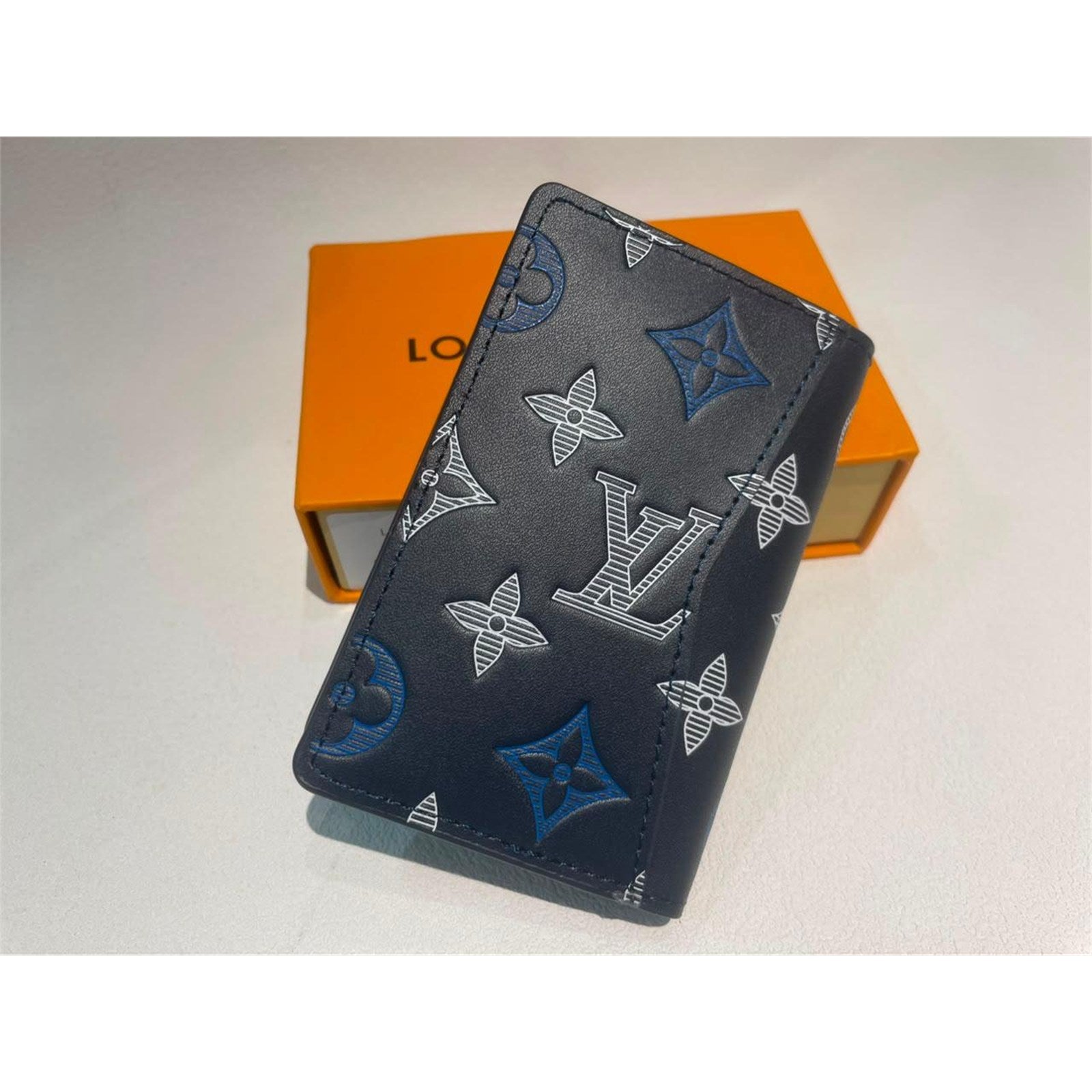 Louis Vuitton Monogram Credit Card Wallet Navy Blue – Authentic Pre-Owned