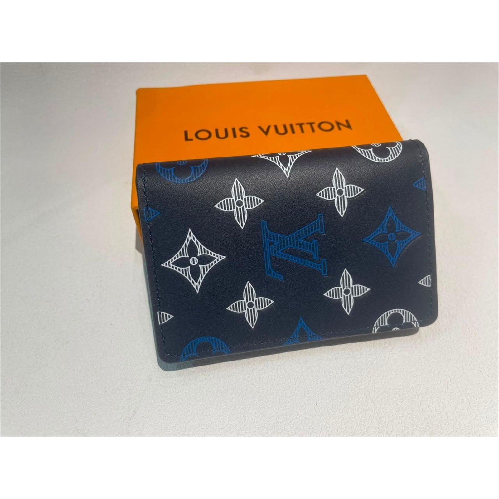 Louis Vuitton Monogram Credit Card Wallet Navy Blue – Authentic Pre-Owned