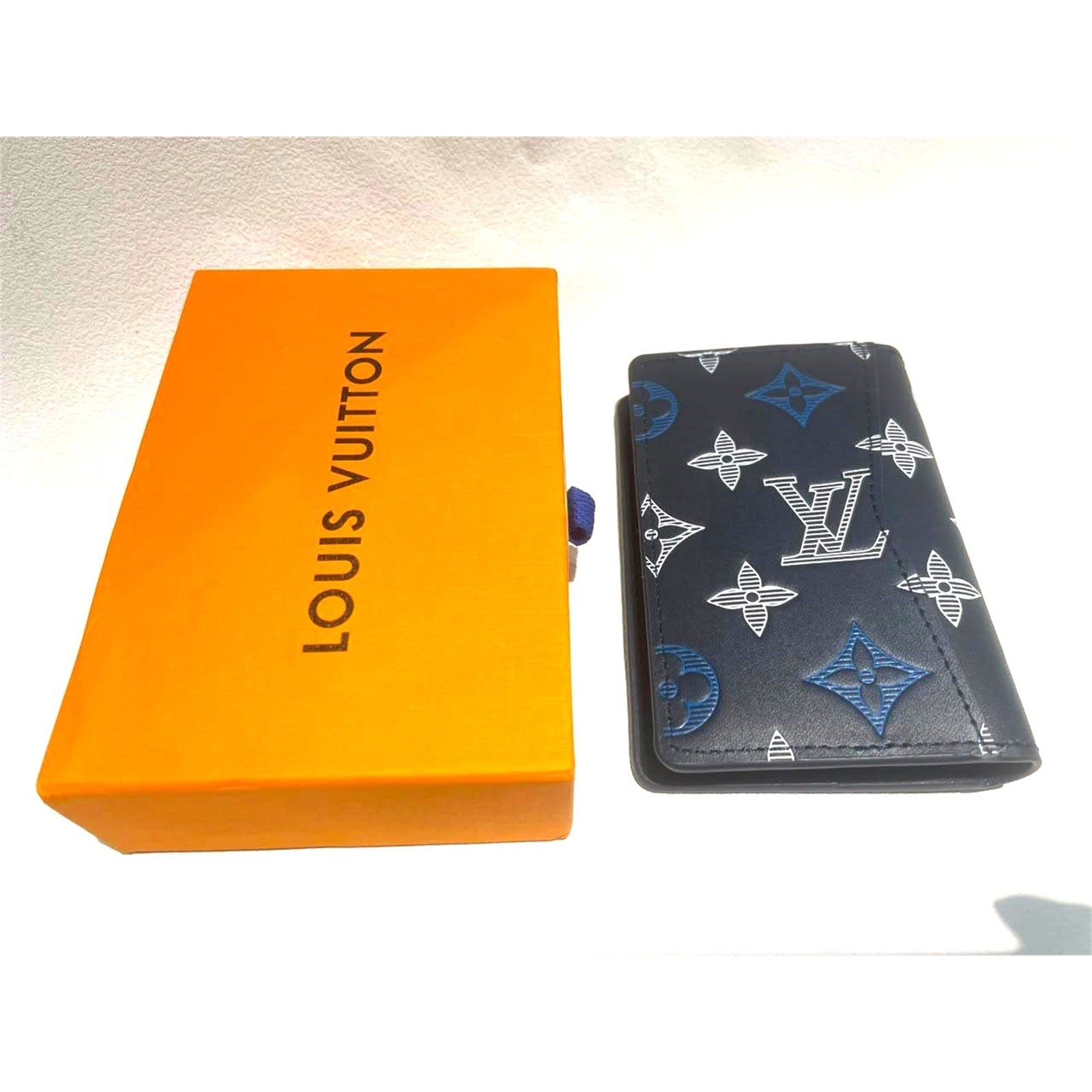 Louis Vuitton Monogram Credit Card Wallet Navy Blue – Authentic Pre-Owned