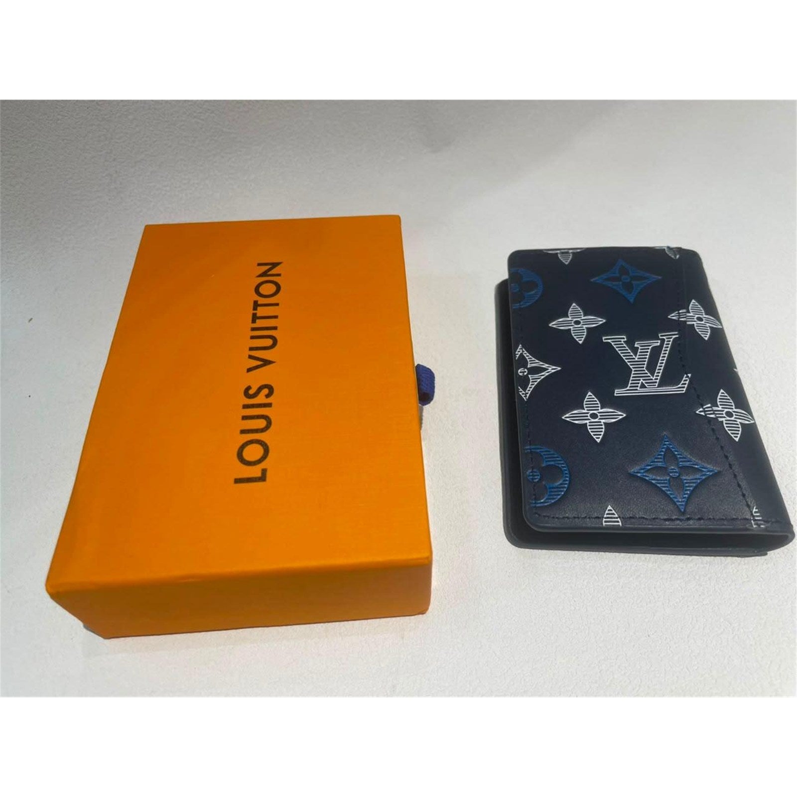 Louis Vuitton Monogram Credit Card Wallet Navy Blue – Authentic Pre-Owned