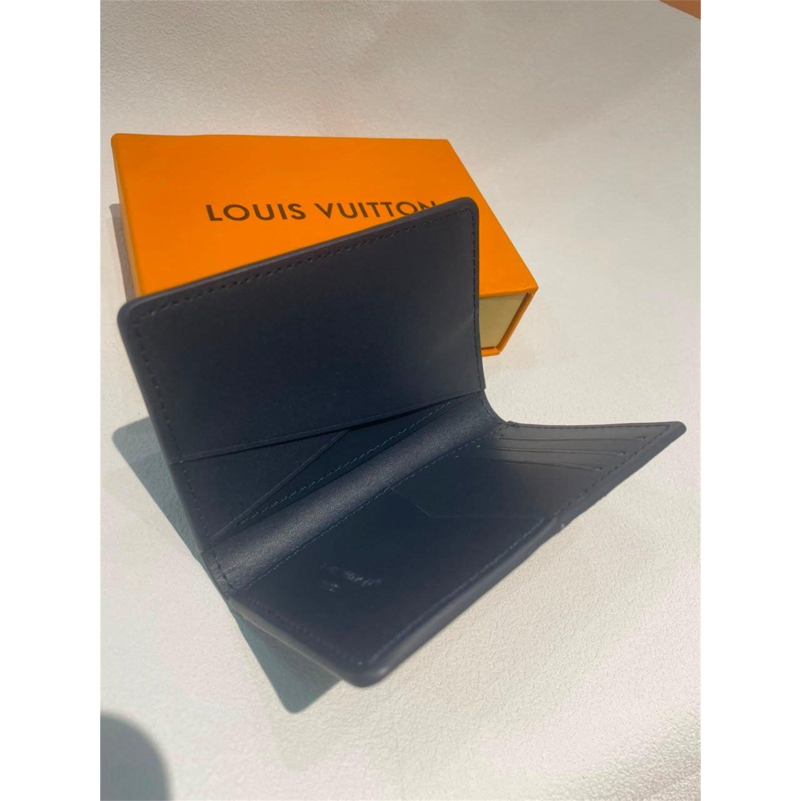 Louis Vuitton Black/Blue Monogram Leather Men's Credit Card Holder Wallet – Authentic Pre-Owned