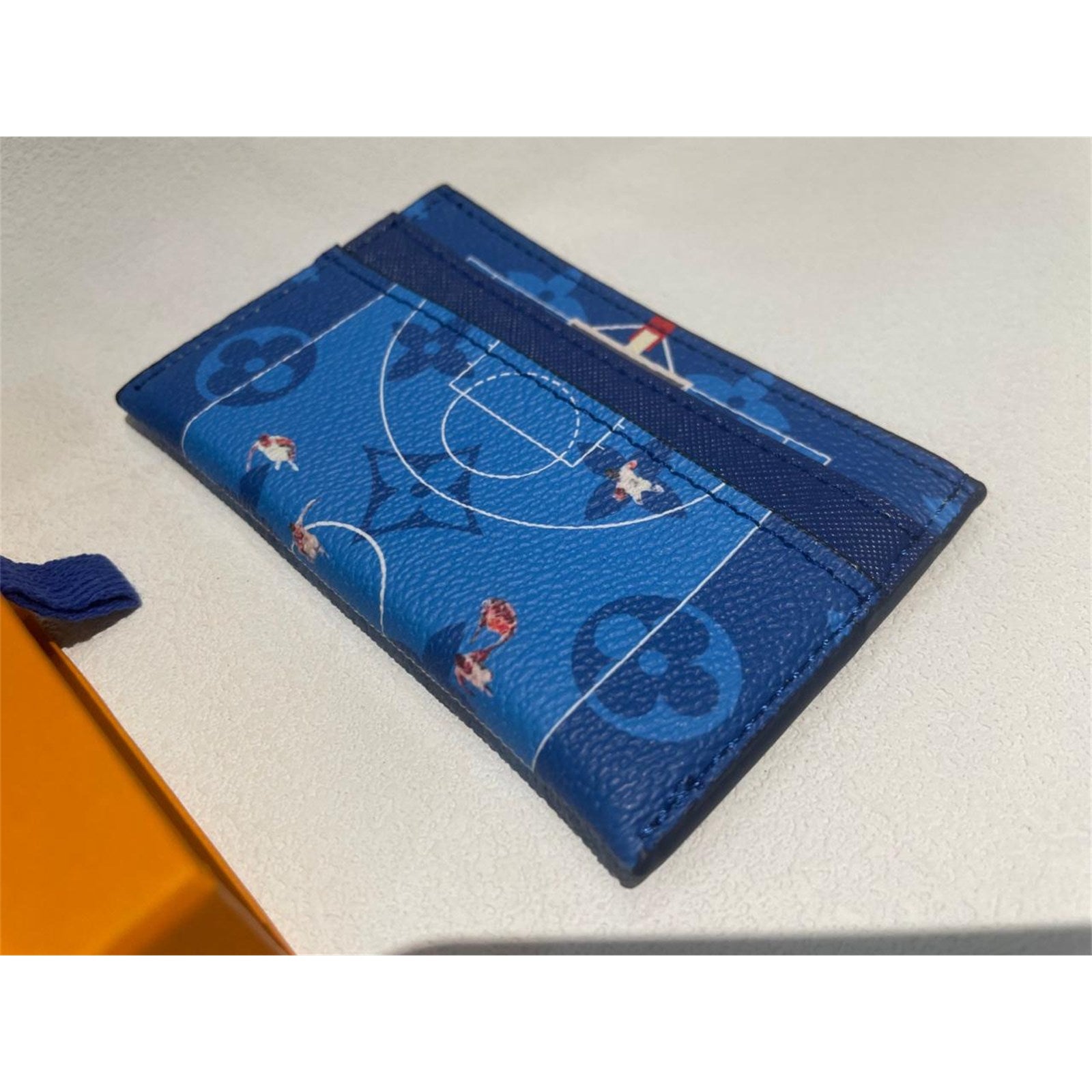 Louis Vuitton Basketball Double Card Holder Blue Monogram – Authentic Pre-Owned