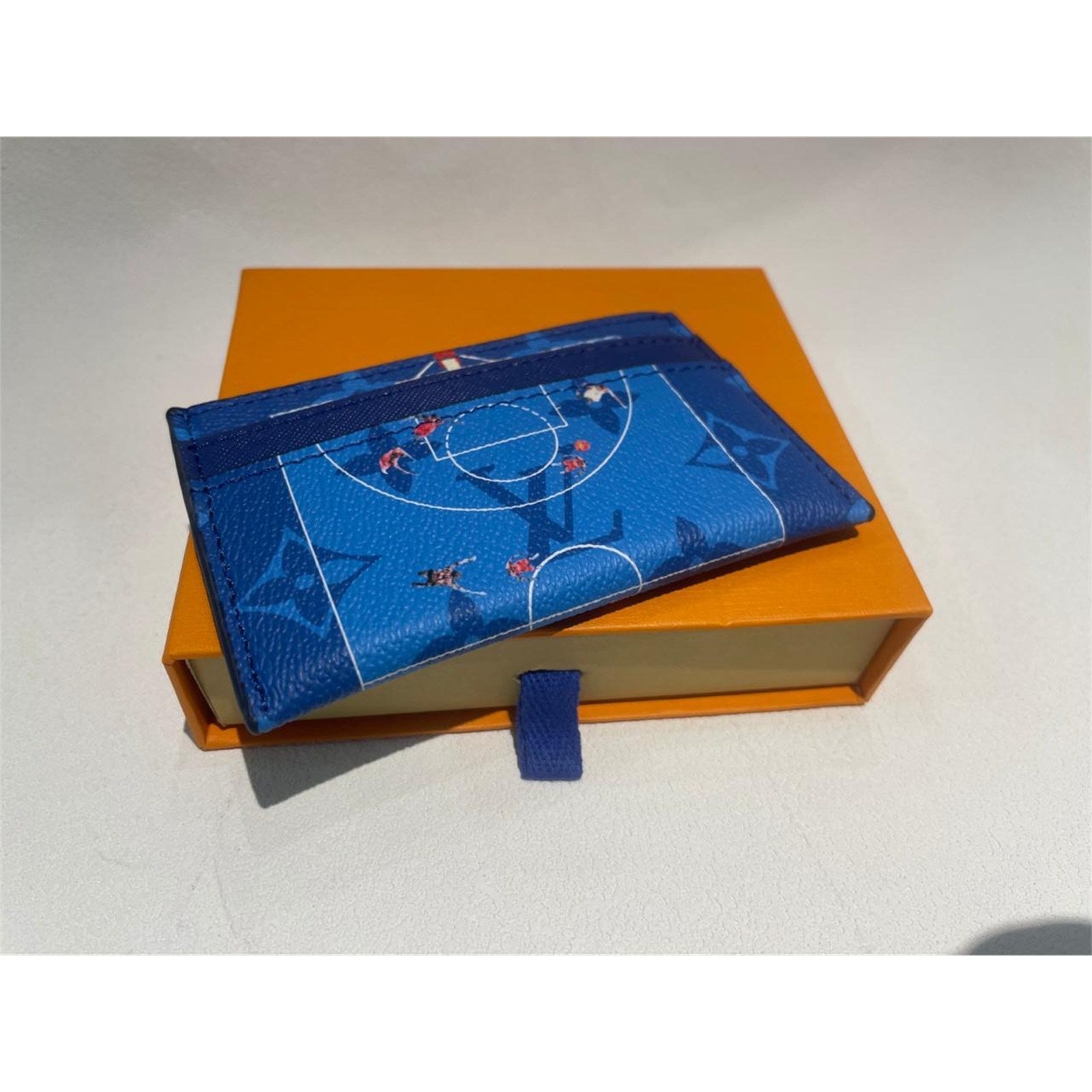Louis Vuitton Basketball Double Card Holder Blue Monogram – Authentic Pre-Owned