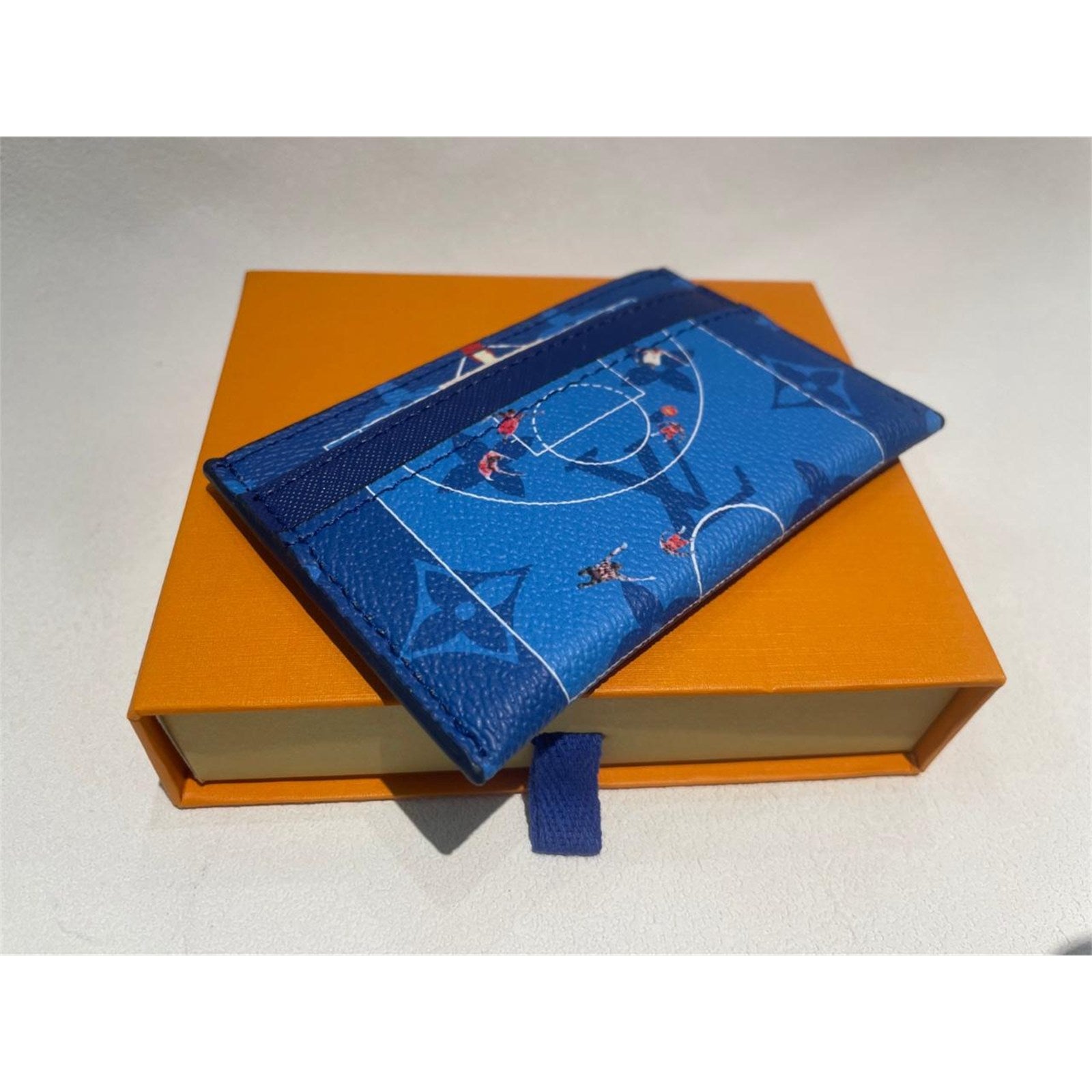Louis Vuitton Basketball Double Card Holder Blue Monogram – Authentic Pre-Owned