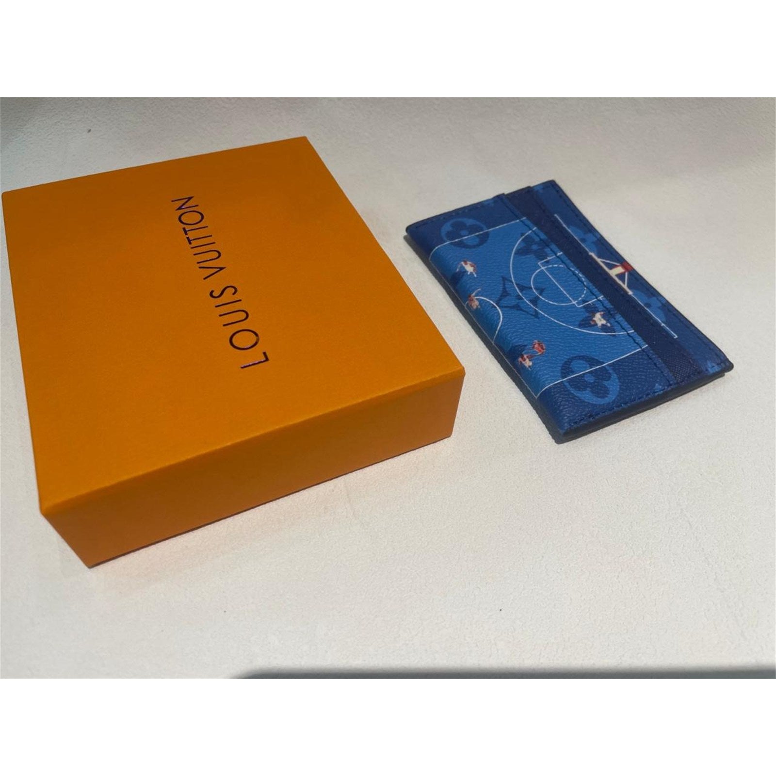 Louis Vuitton Basketball Double Card Holder Blue Monogram – Authentic Pre-Owned