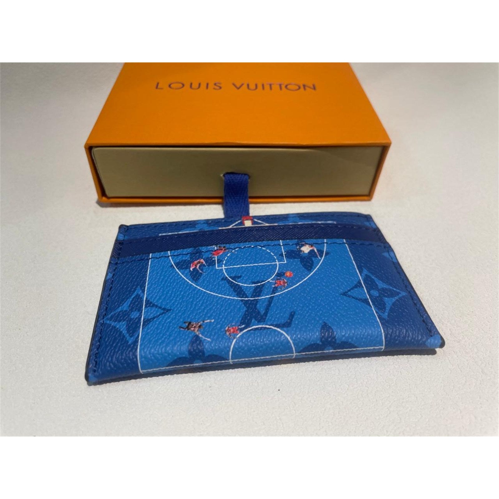 Louis Vuitton Basketball Double Card Holder Blue Monogram – Authentic Pre-Owned