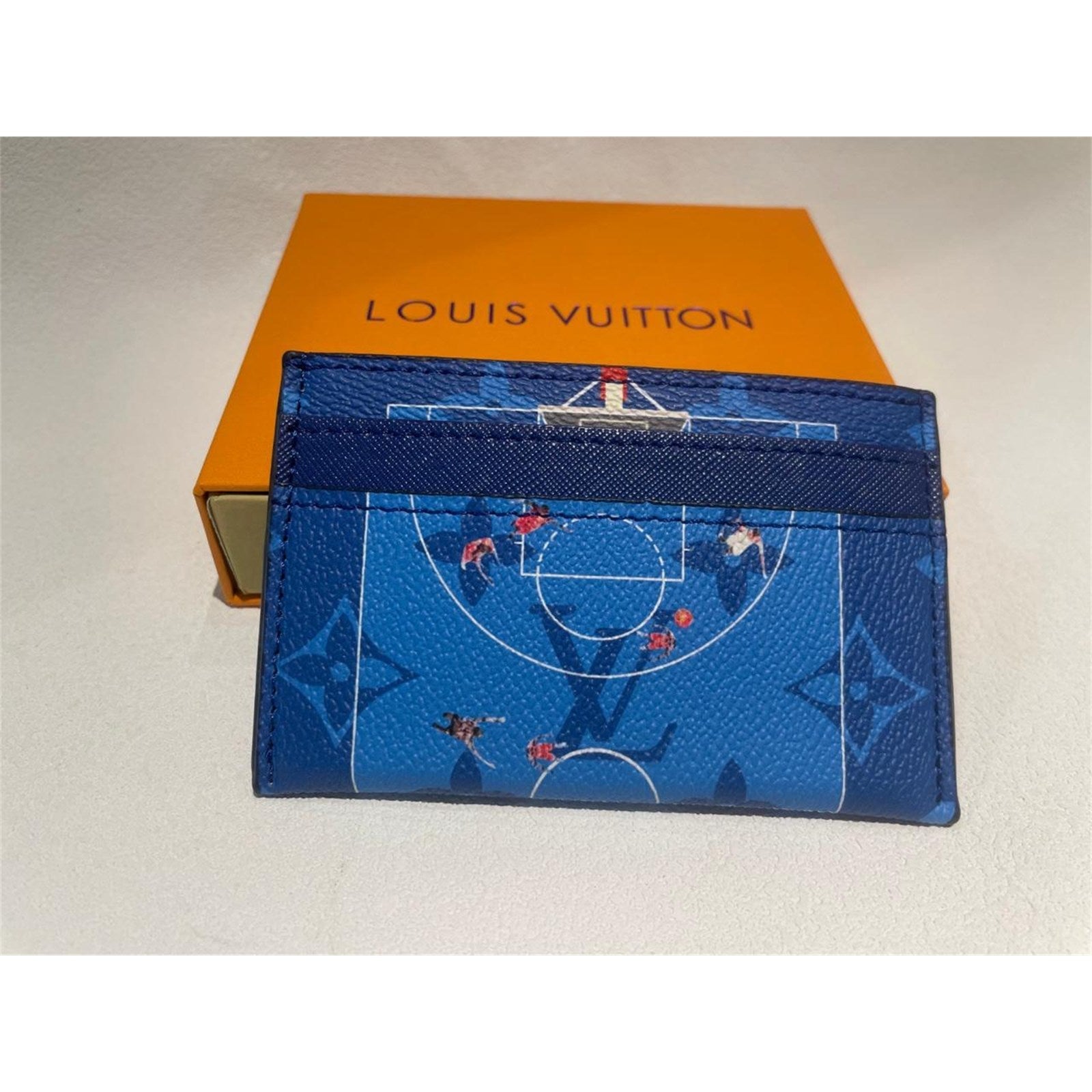 Louis Vuitton Basketball Double Card Holder Blue Monogram – Authentic Pre-Owned