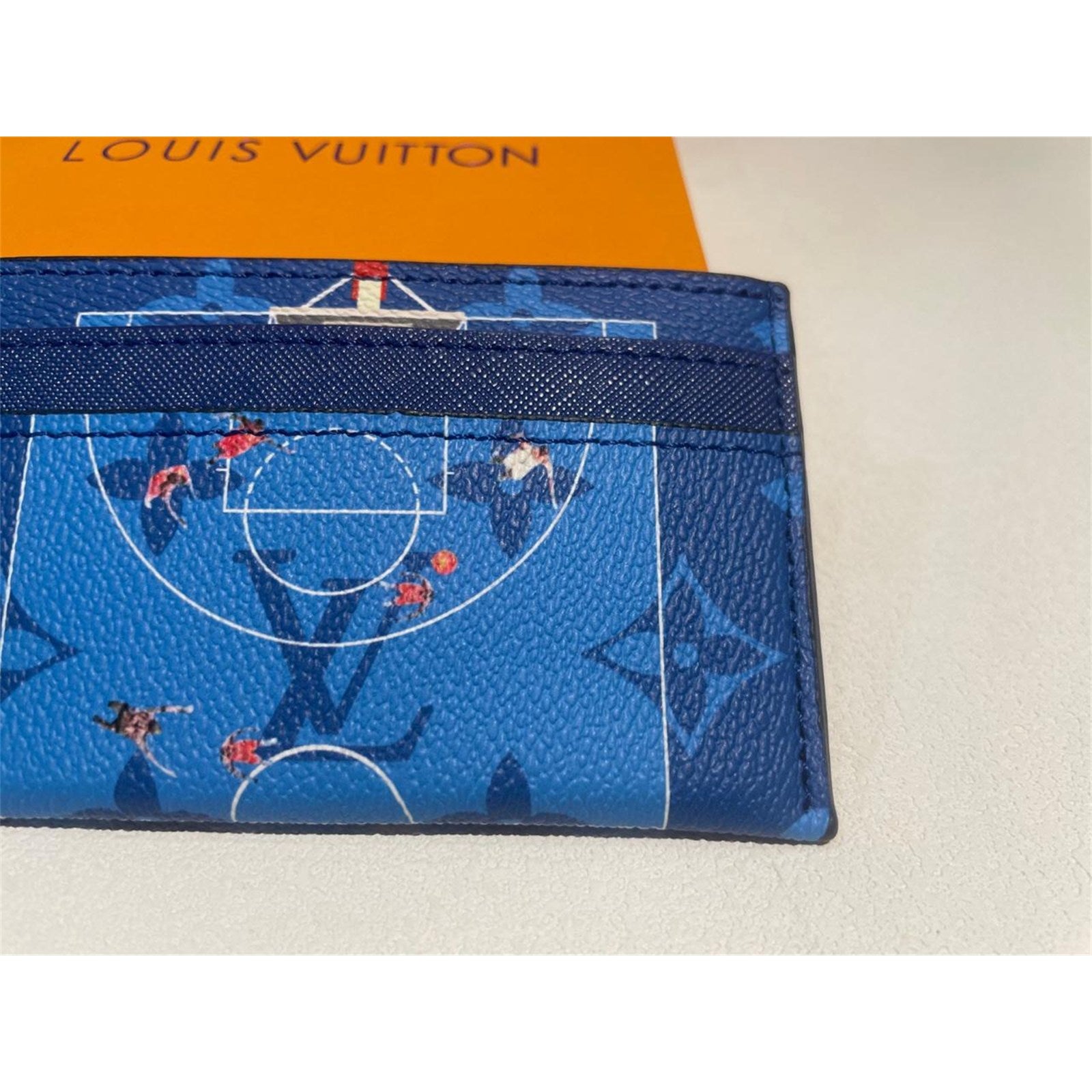 Louis Vuitton Basketball Double Card Holder Blue Monogram – Authentic Pre-Owned
