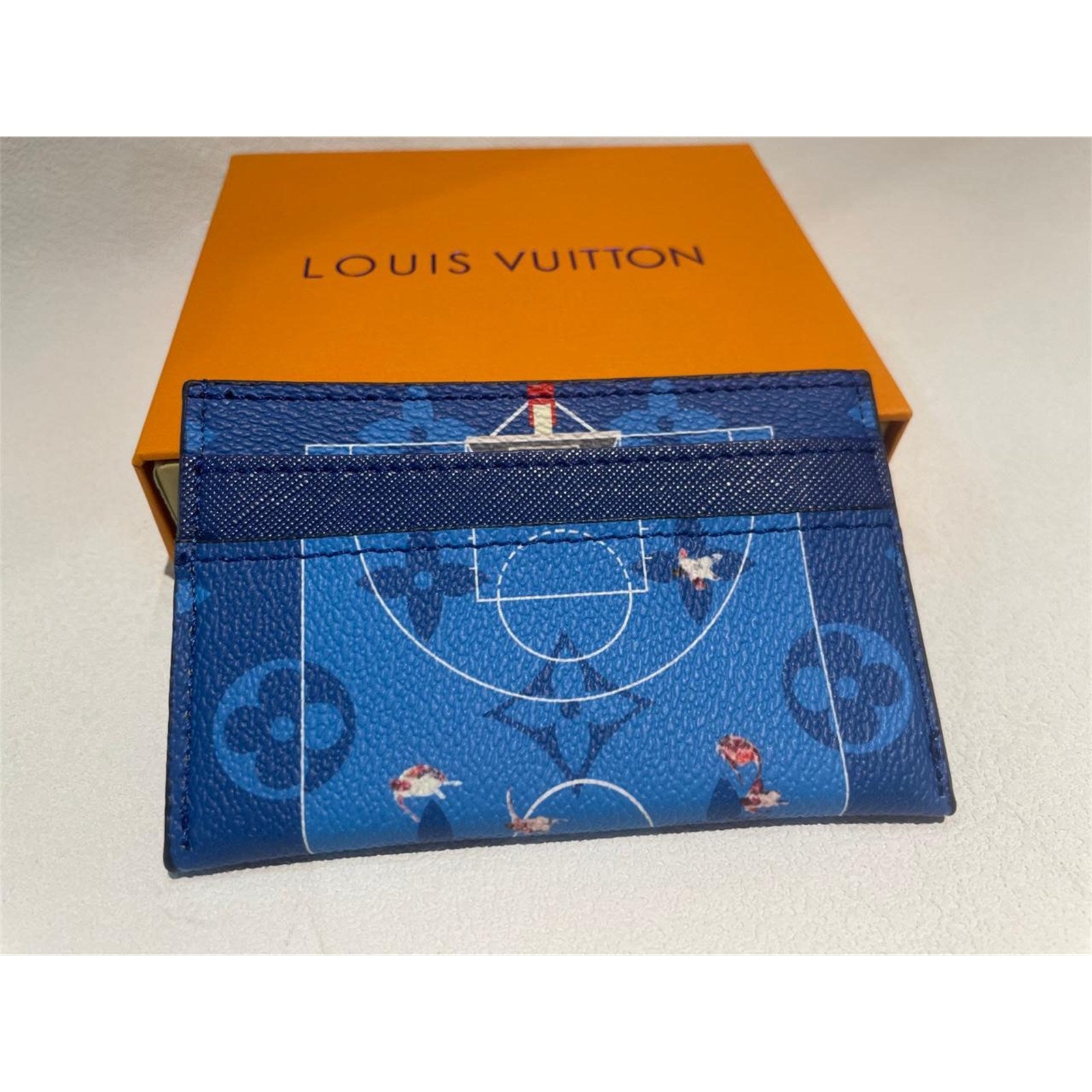 Louis Vuitton Basketball Double Card Holder Blue Monogram – Authentic Pre-Owned