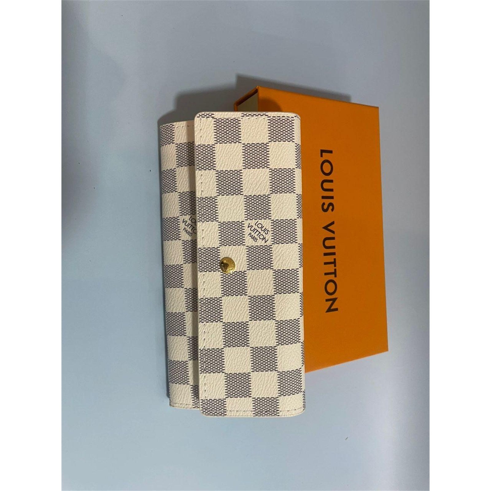 Louis Vuitton Portefeuille Sarah Long Wallet Damier Azur White – Authentic Pre-Owned