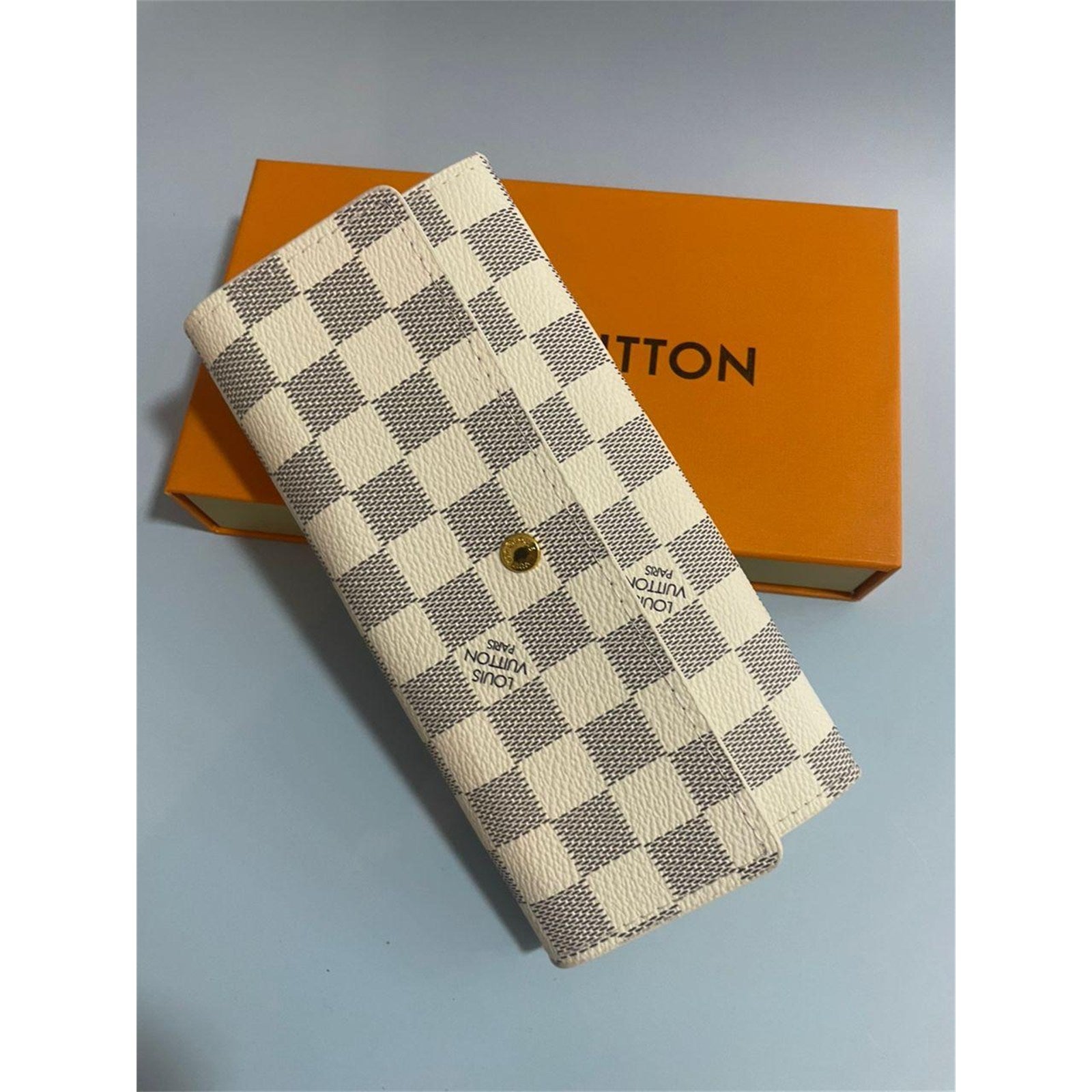 Louis Vuitton Portefeuille Sarah Long Wallet Damier Azur White – Authentic Pre-Owned