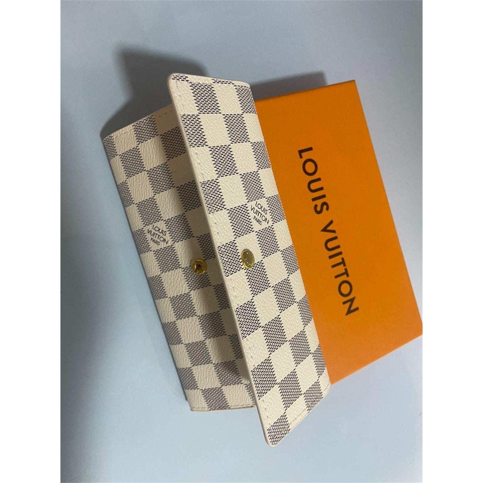 Louis Vuitton Portefeuille Sarah Long Wallet Damier Azur White – Authentic Pre-Owned