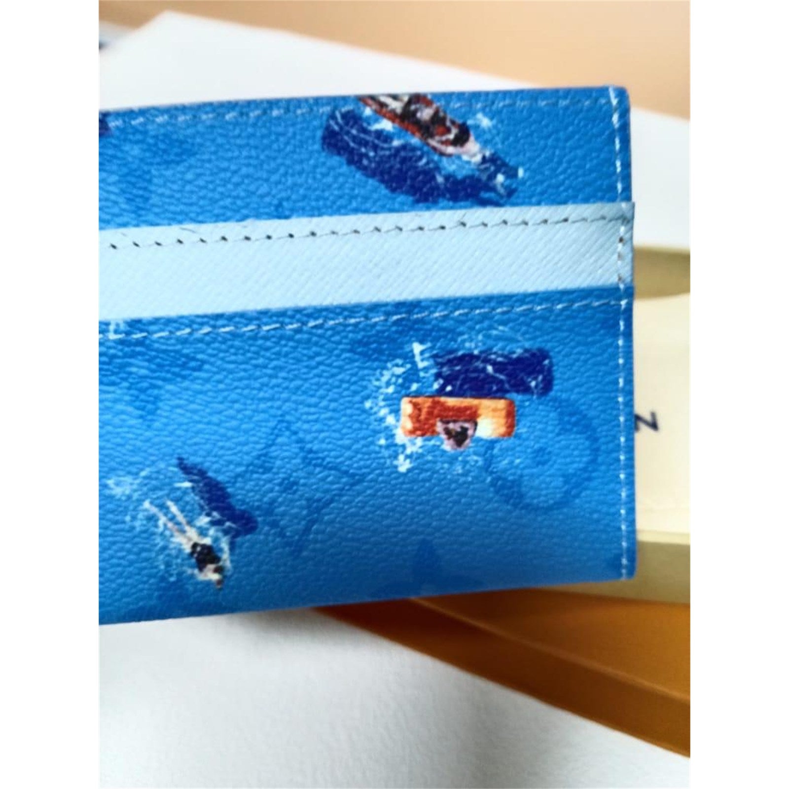 Louis Vuitton Double Card Holder Pool Blue Monogram with Box – Authentic Pre-Owned