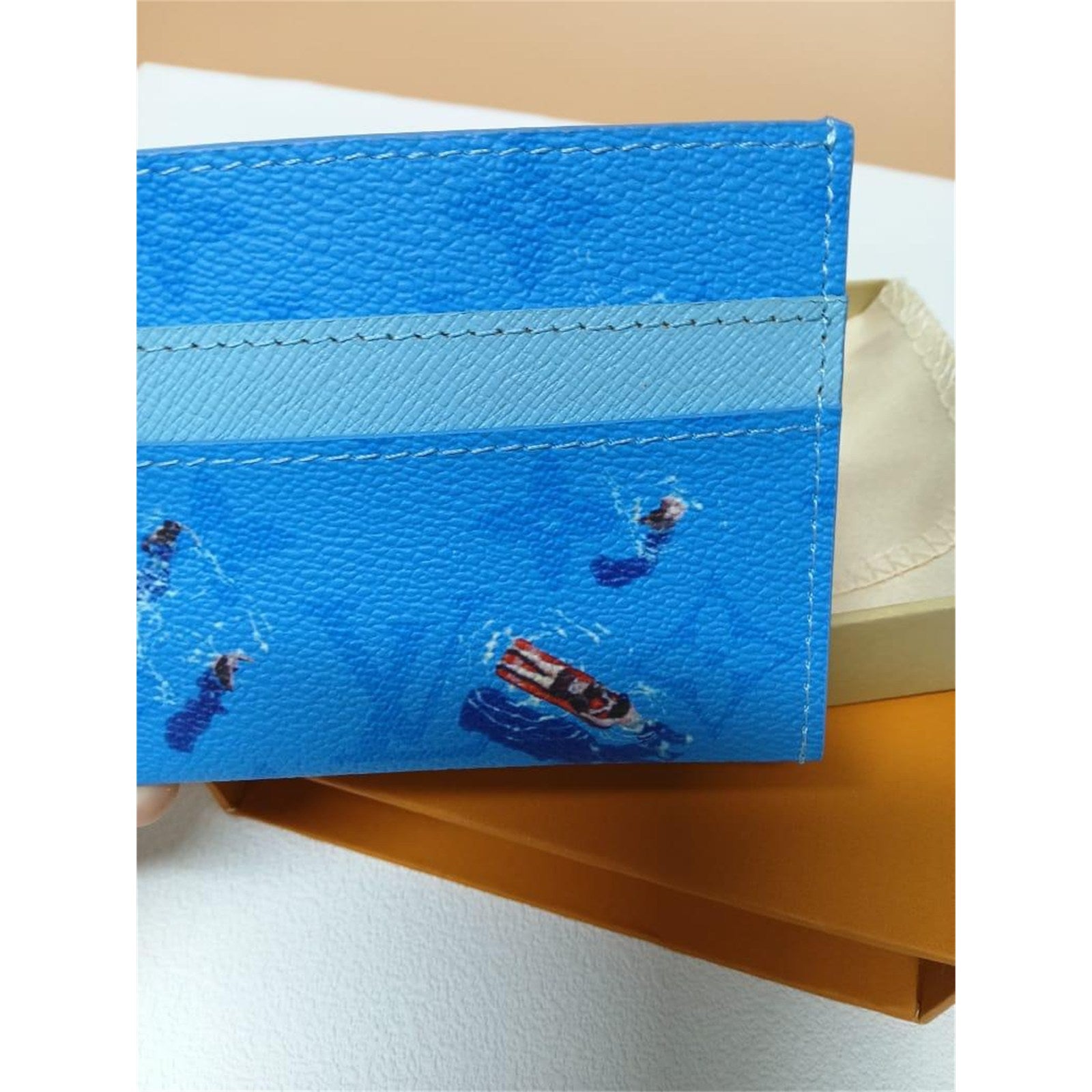Louis Vuitton Double Card Holder Pool Blue Monogram with Box – Authentic Pre-Owned