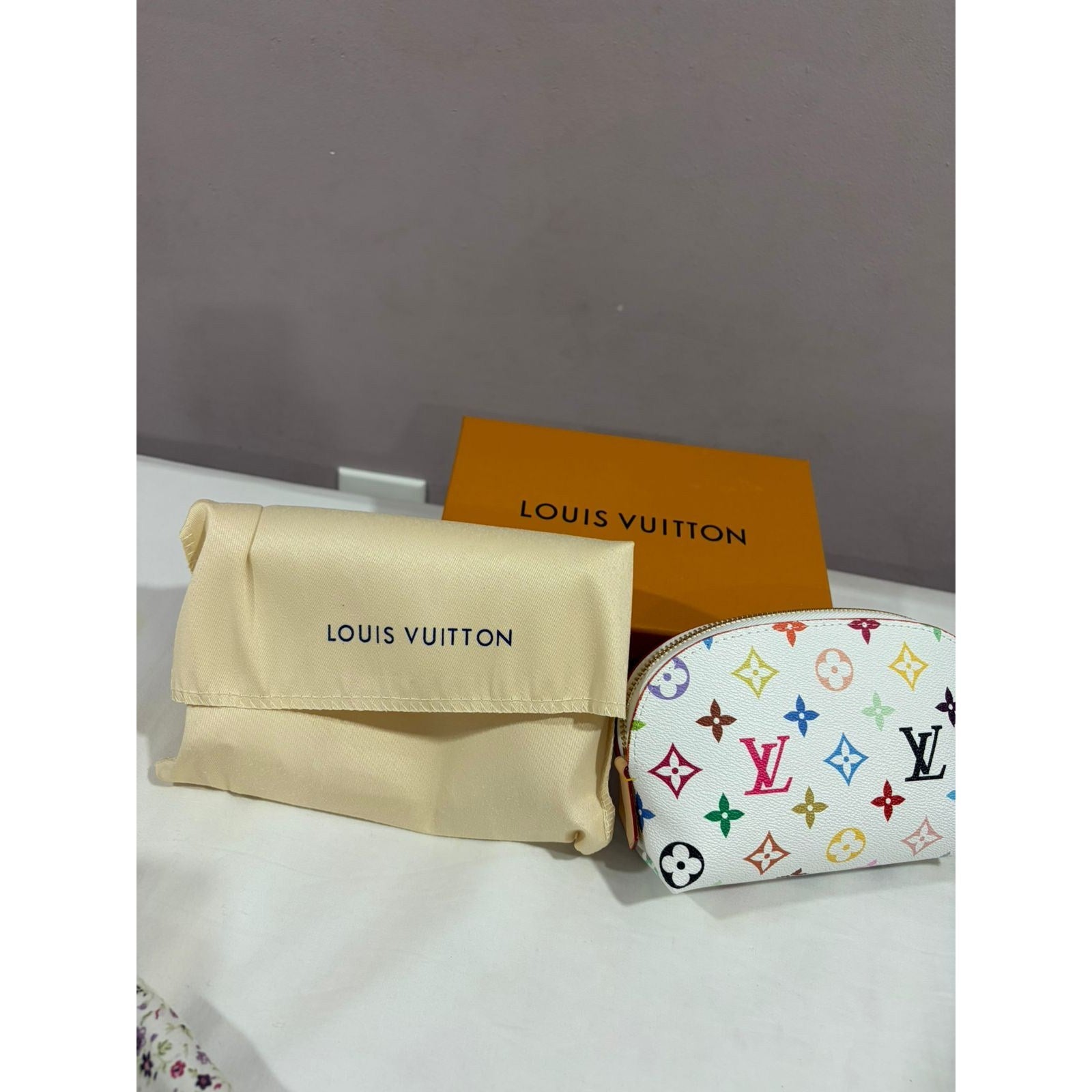 Louis Vuitton Multicolor Pochette Cosmetic PM Pouch White with Box & Dust Bag – Authentic Pre-Owned