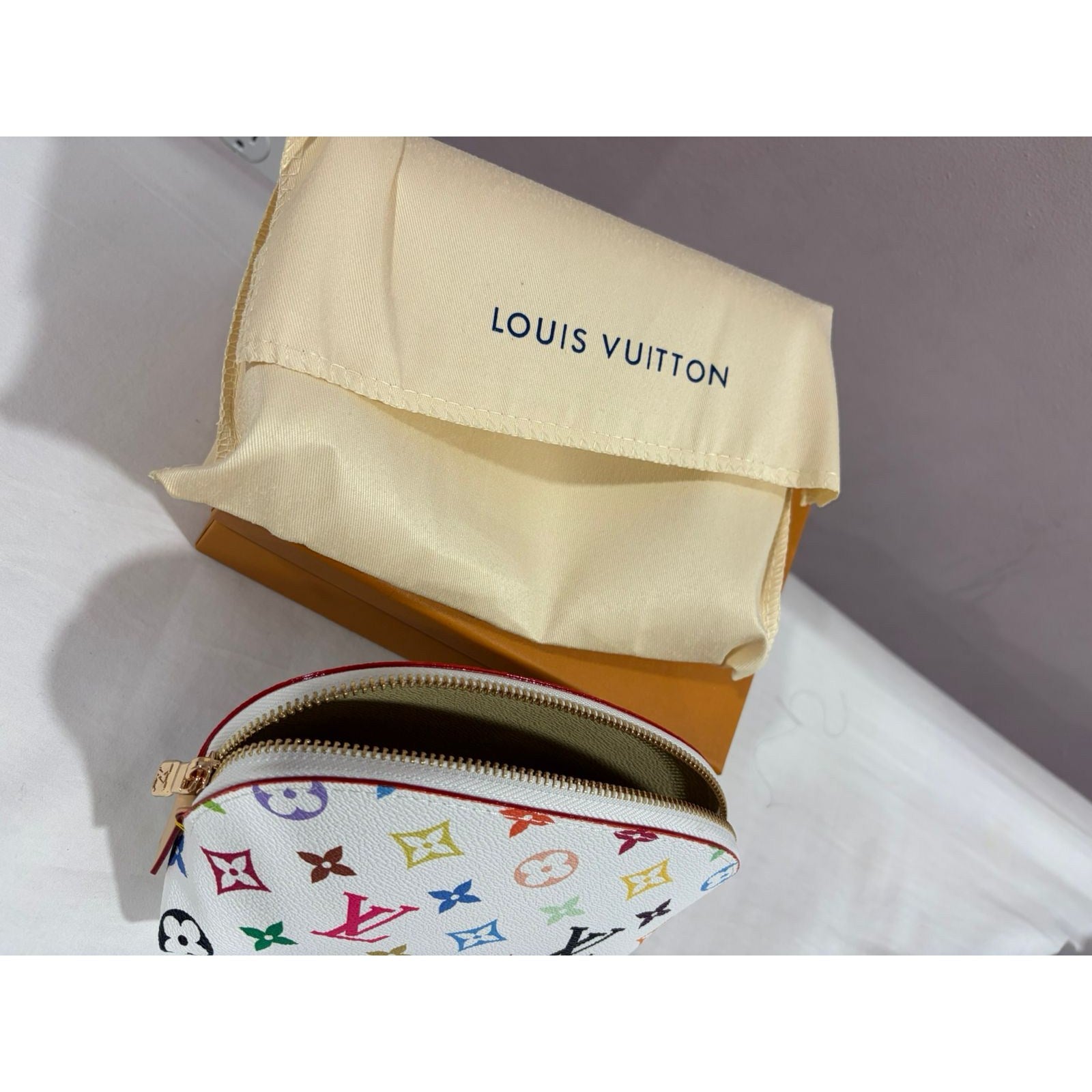 Louis Vuitton Multicolor Pochette Cosmetic PM Pouch White with Box & Dust Bag – Authentic Pre-Owned