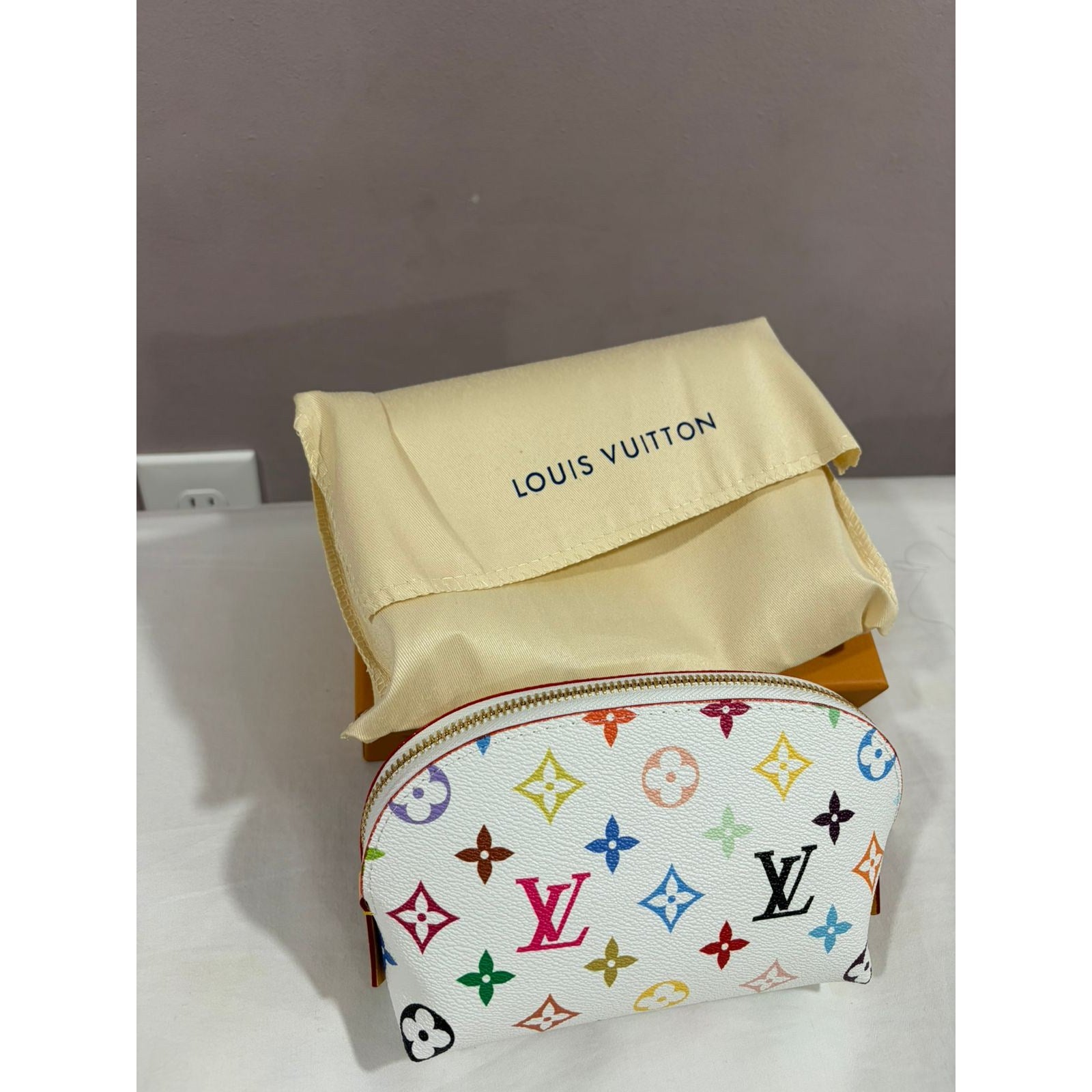 Louis Vuitton Multicolor Pochette Cosmetic PM Pouch White with Box & Dust Bag – Authentic Pre-Owned