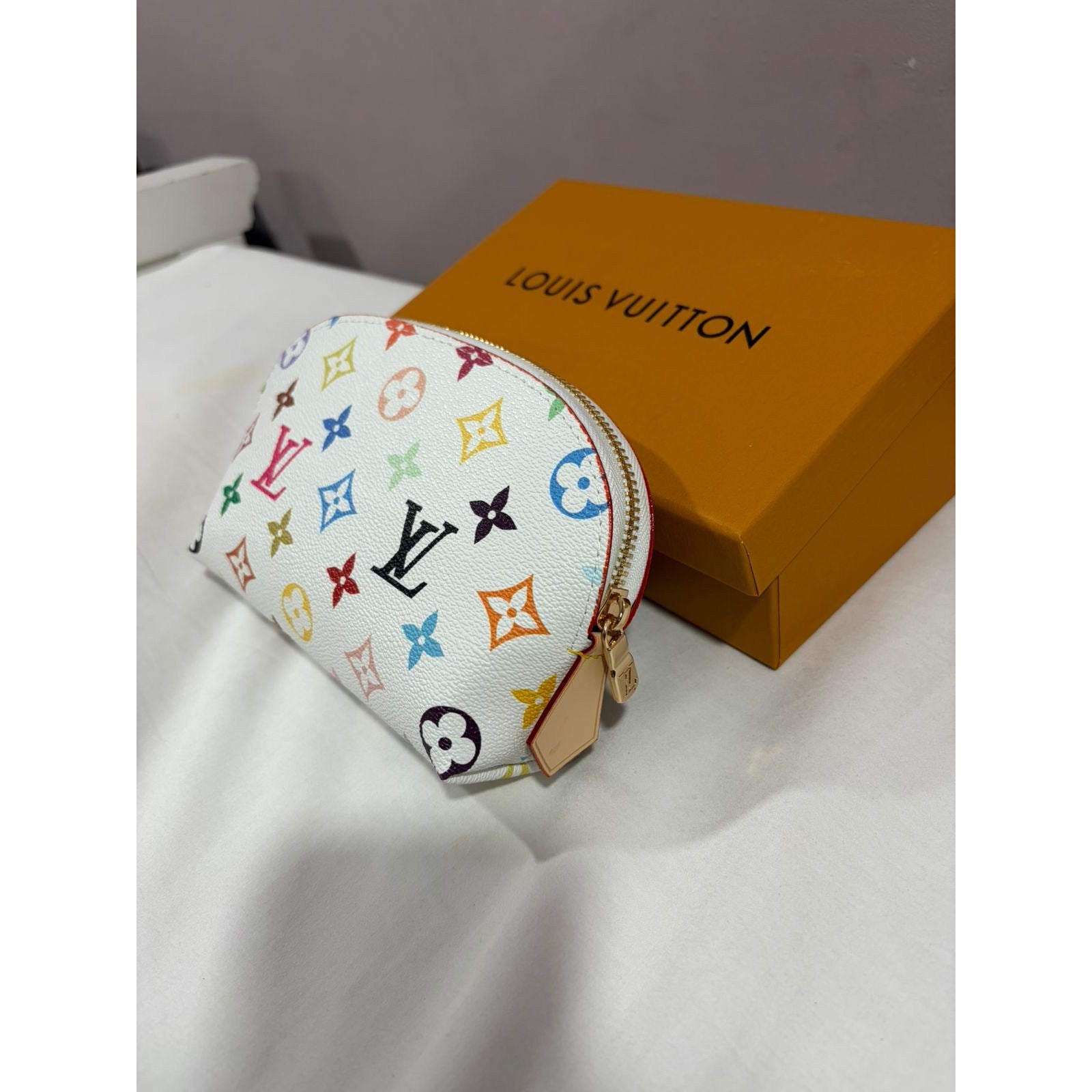 Louis Vuitton Multicolor Pochette Cosmetic PM Pouch White with Box & Dust Bag – Authentic Pre-Owned