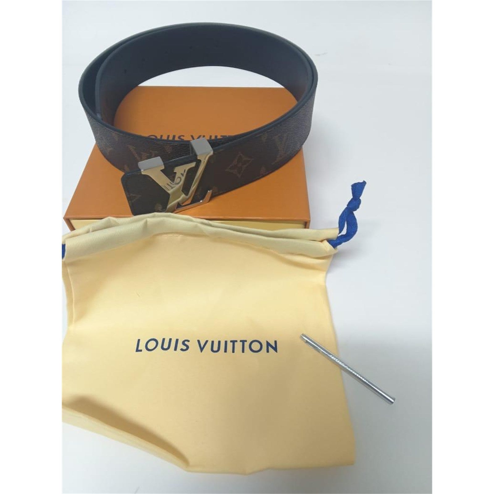 Louis Vuitton Matte Brown Belt Size 95/38 Silver Buckle – Authentic Pre-Owned