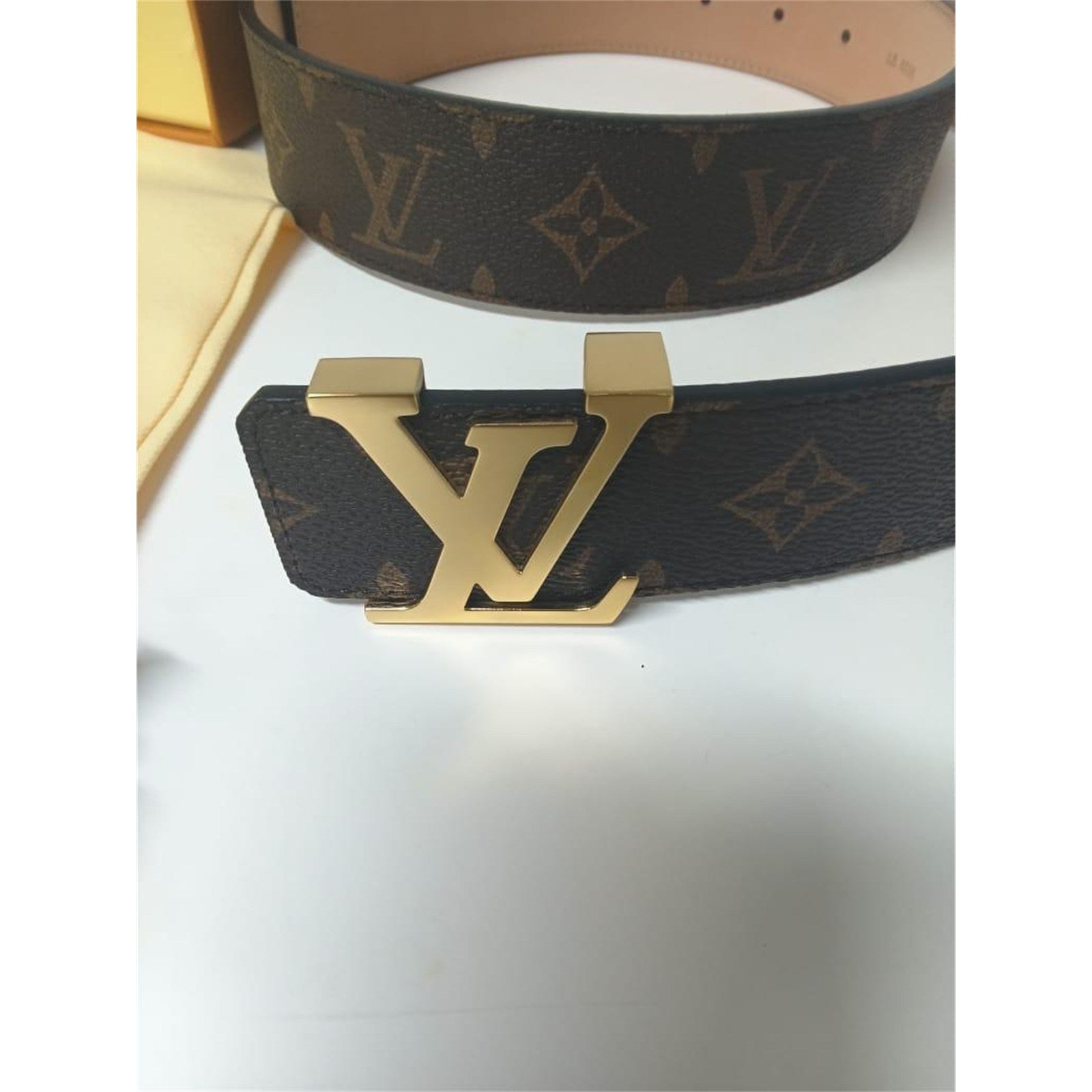 Louis Vuitton Monogram Brown 40mm Belt Gold Buckle Size 95/38 with Box – Authentic Pre-Owned