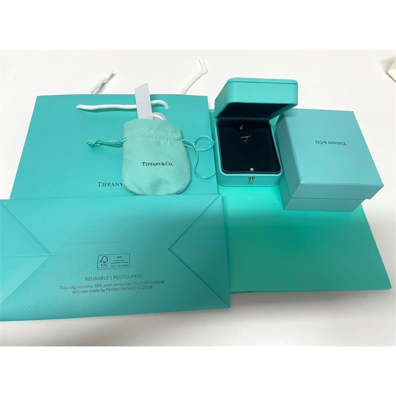 Tiffany & Co. Blue Leather Necklace Presentation Box, Case & Bag – Authentic, Box Only