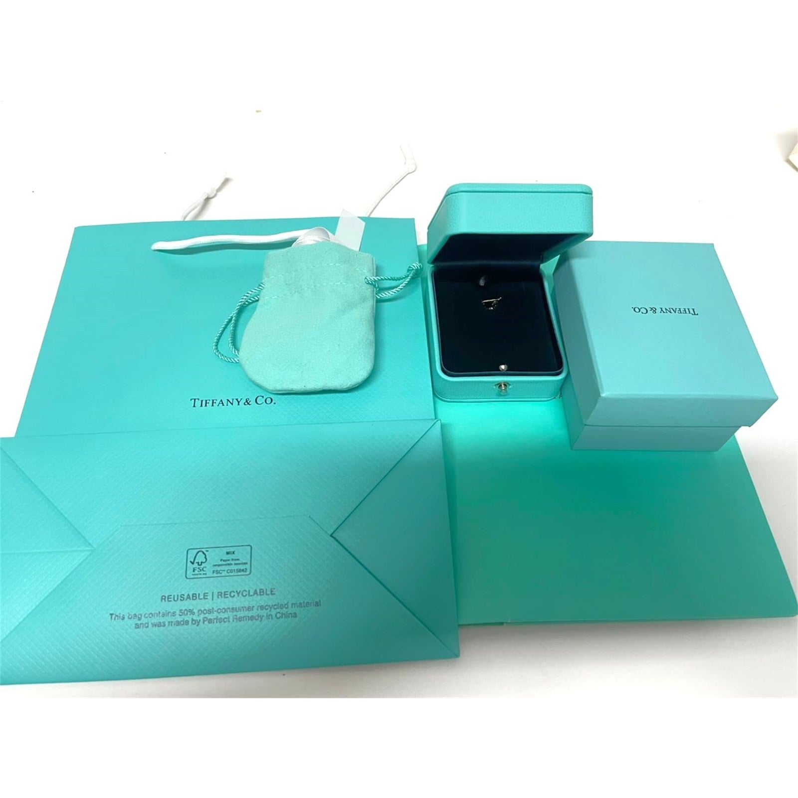 Tiffany & Co. Blue Leather Necklace Presentation Box, Case & Bag – Authentic, Box Only