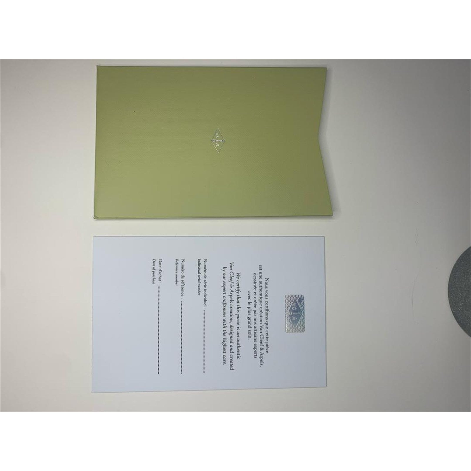 Van Cleef & Arpels Green Suede Bracelet Travel Case & Pouch Set – Authentic, Box Only