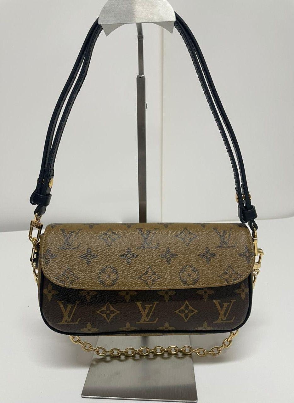 Louis Vuitton Ivy Wallet On Chain Monogram Reverse Canvas Brown
