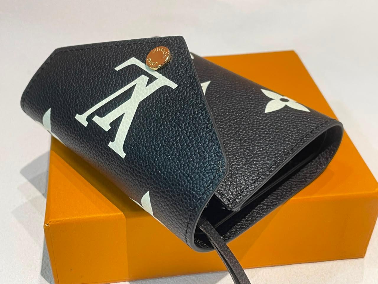 Louis Vuitton Victorine Monogram Empreinte Black Leather Trifold Wallet With Box