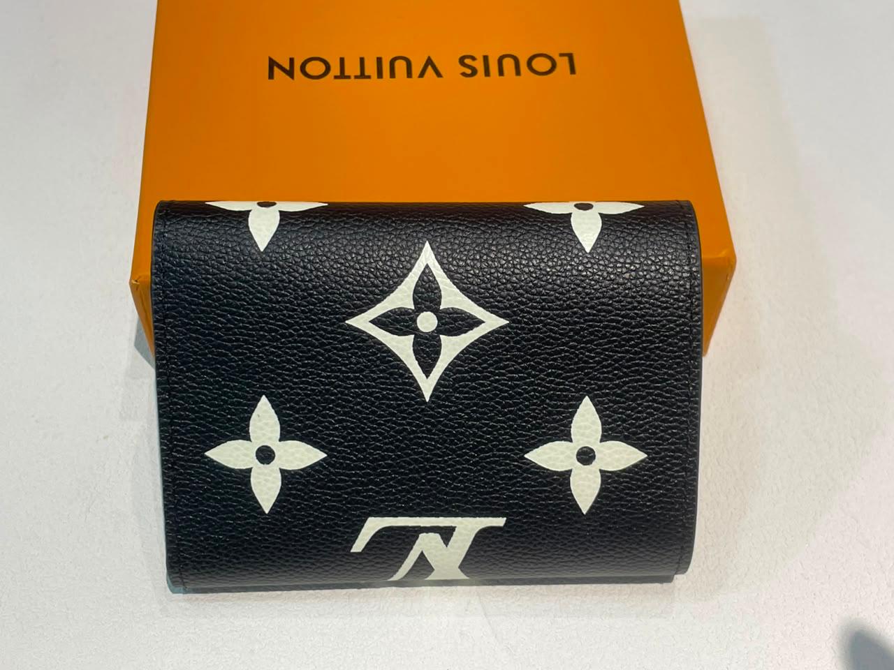 Louis Vuitton Victorine Monogram Empreinte Black Leather Trifold Wallet With Box