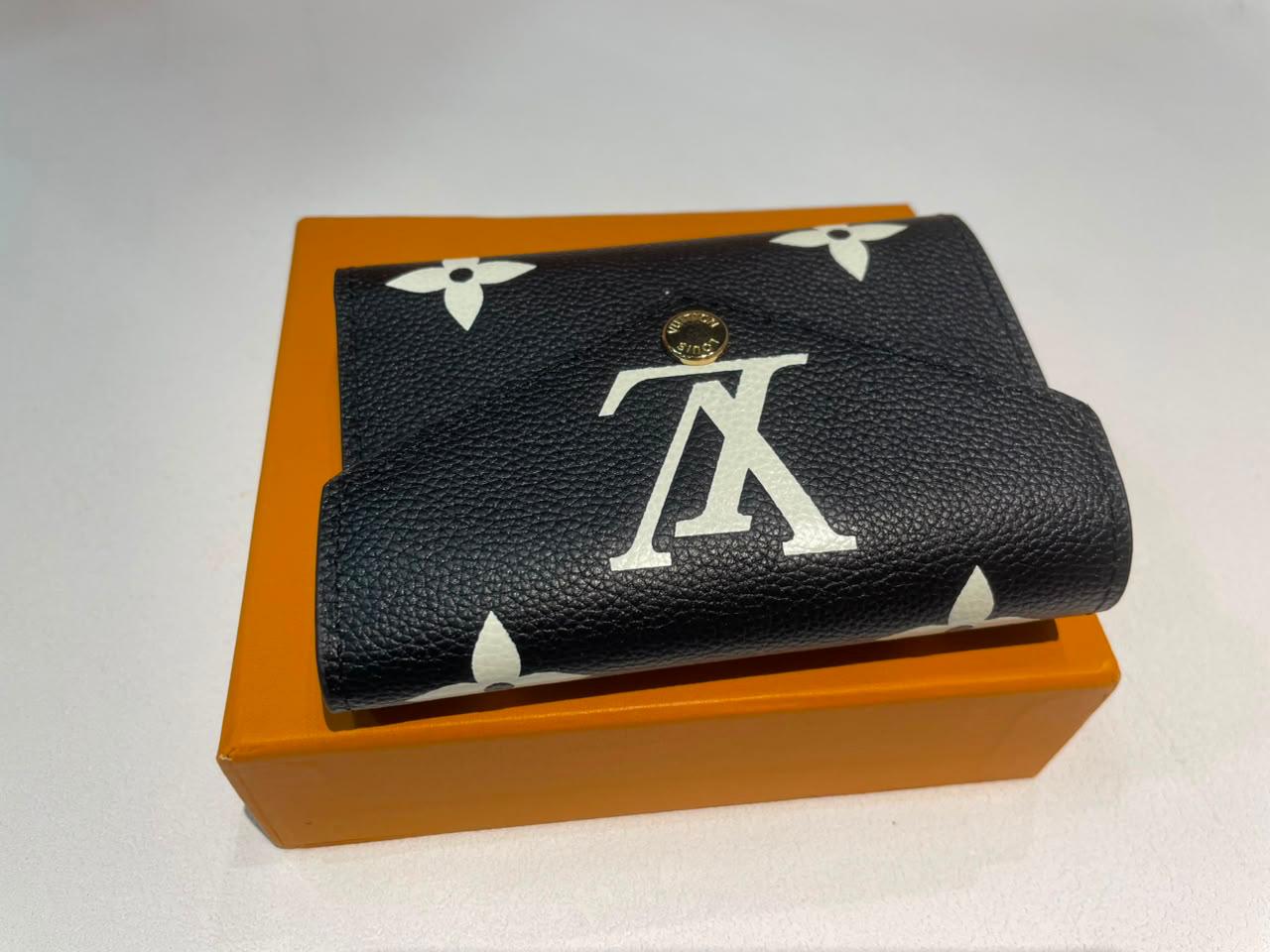Louis Vuitton Victorine Monogram Empreinte Black Leather Trifold Wallet With Box