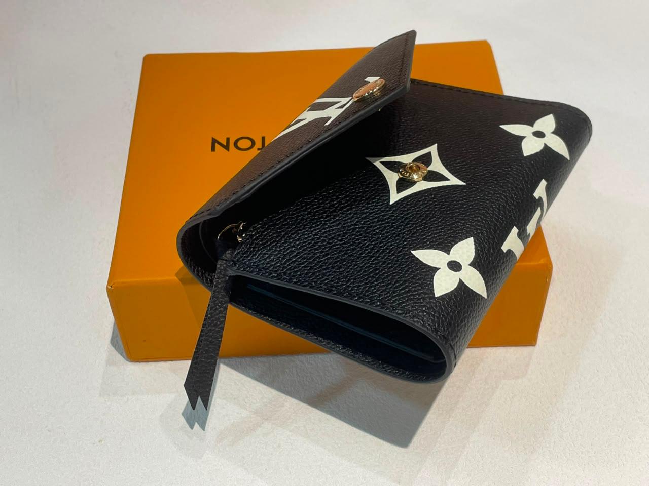 Louis Vuitton Victorine Monogram Empreinte Black Leather Trifold Wallet With Box
