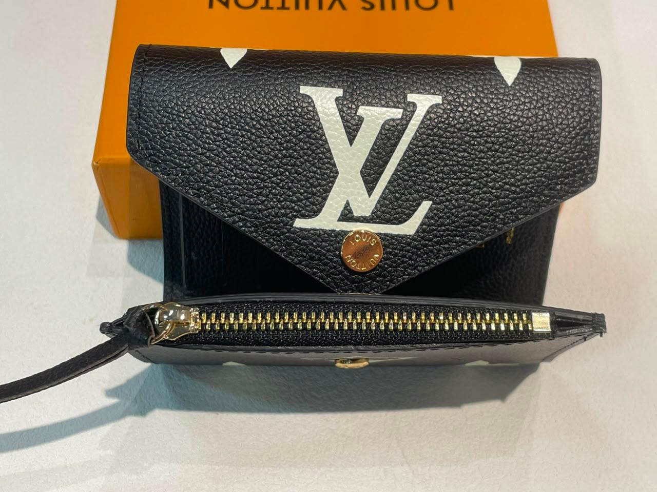 Louis Vuitton Victorine Monogram Empreinte Black Leather Trifold Wallet With Box