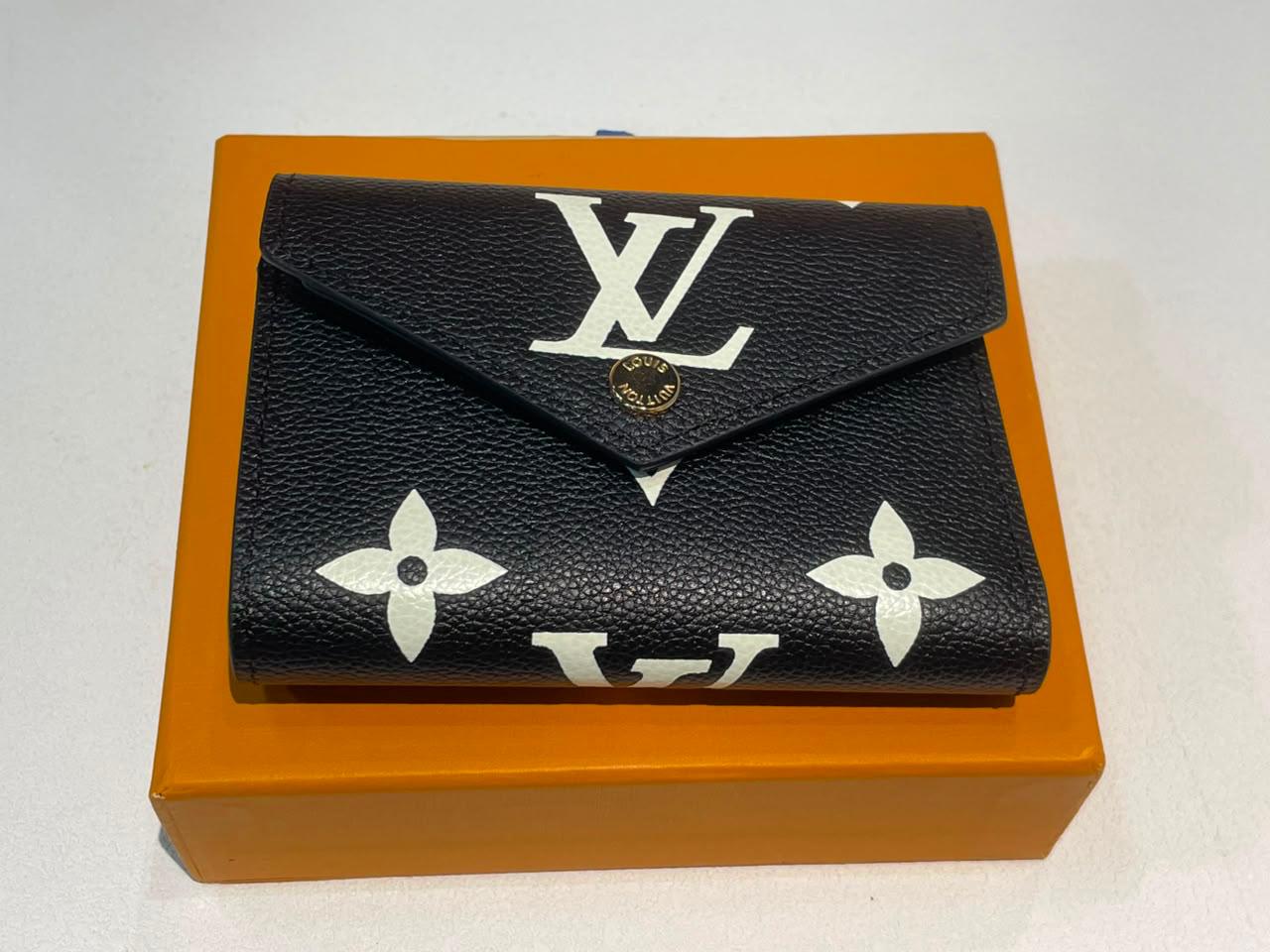Louis Vuitton Victorine Monogram Empreinte Black Leather Trifold Wallet With Box