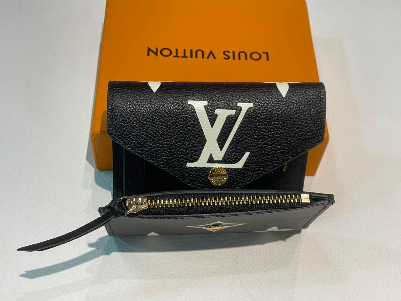Louis Vuitton Victorine Monogram Empreinte Black Leather Trifold Wallet With Box