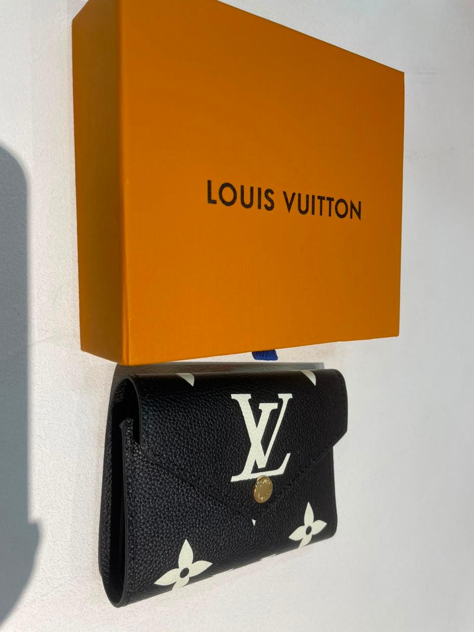 Louis Vuitton Victorine Monogram Empreinte Black Leather Trifold Wallet With Box