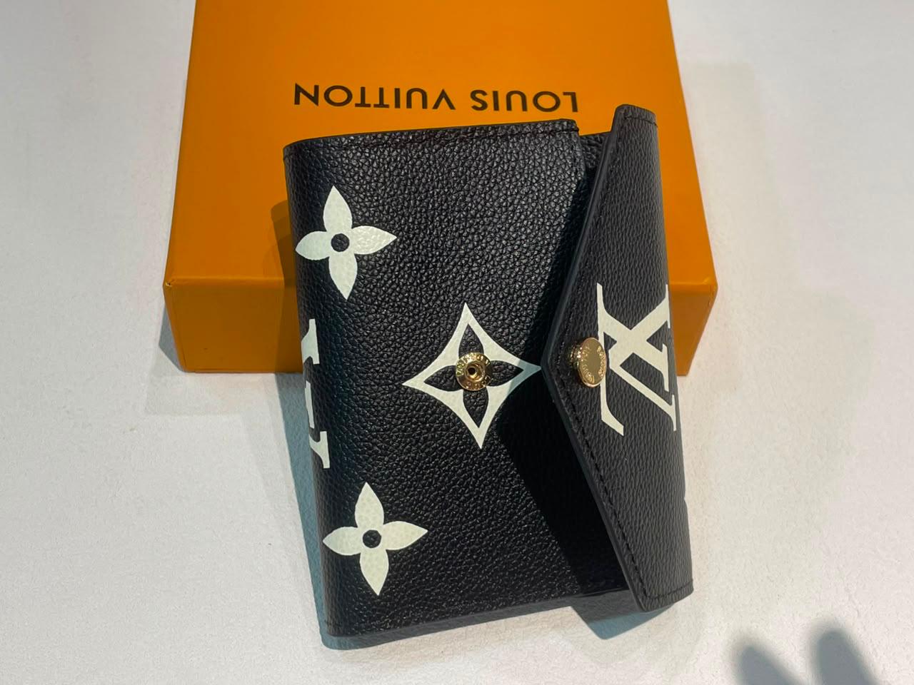 Louis Vuitton Victorine Monogram Empreinte Black Leather Trifold Wallet With Box