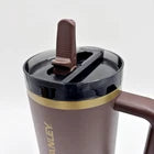 Stanley ProTour Flip Straw Tumbler 40oz Espresso Gold, Leak-Proof Insulated Bott