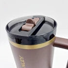 Stanley ProTour Flip Straw Tumbler 40oz Espresso Gold, Leak-Proof Insulated Bott
