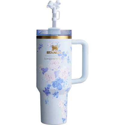 Stanley x LoveShackFancy Floral Tumbler with Handle & Straw – Blue Floral