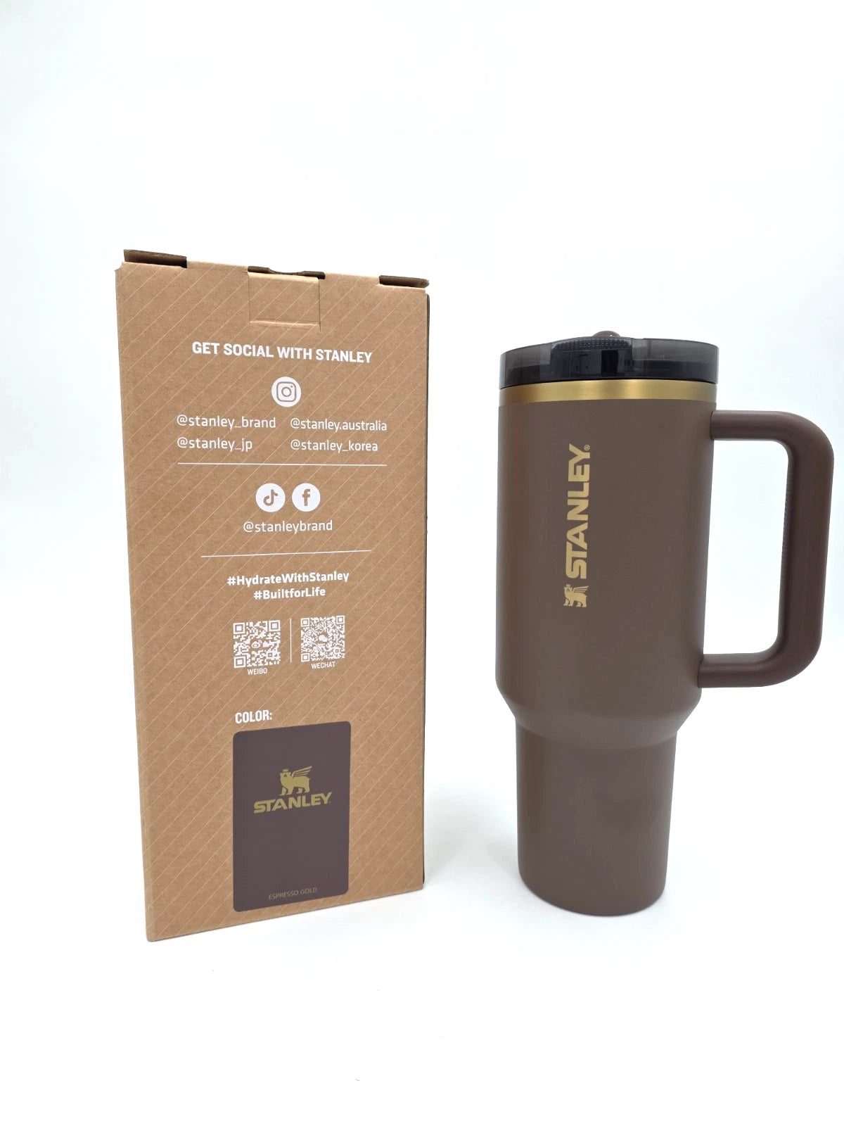 Stanley ProTour Flip Straw Tumbler 40oz Espresso Gold, Leak-Proof Insulated Bott