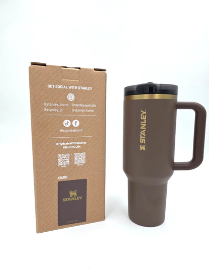 Stanley ProTour Flip Straw Tumbler 40oz Espresso Gold, Leak-Proof Insulated Bott